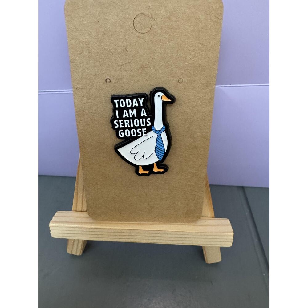 Today I Am A Serious Goose Funny Enamel Lapel Pin Badge White Gift Rubber Clutch